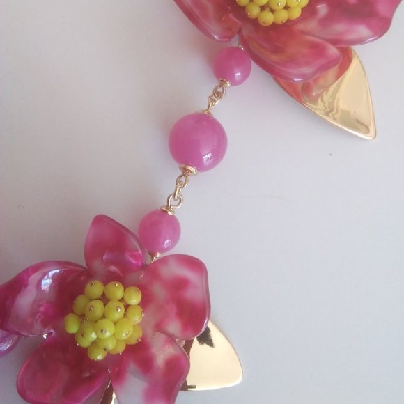 Kate Spade New Hot Pink Flower Mismatch Necklace - Picture 3 of 4